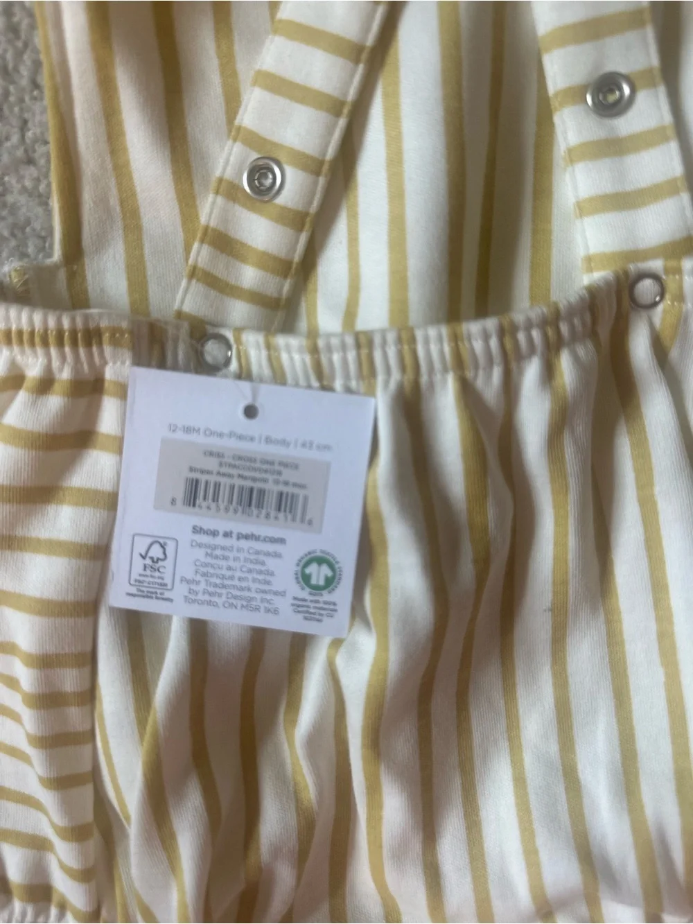 Pehr Yellow and White Striped Baby Romper